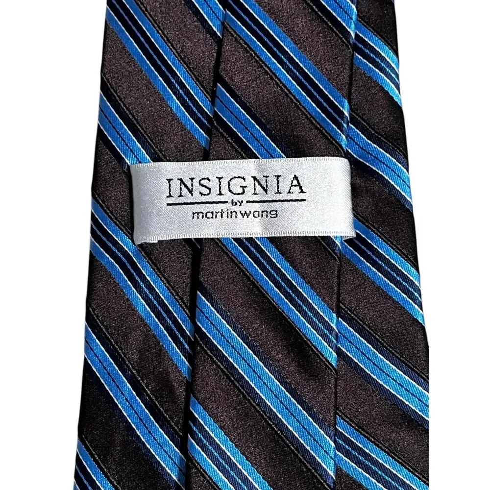 Insignia by Martin Wong Brown Blue 100% Silk Men’s Tie.